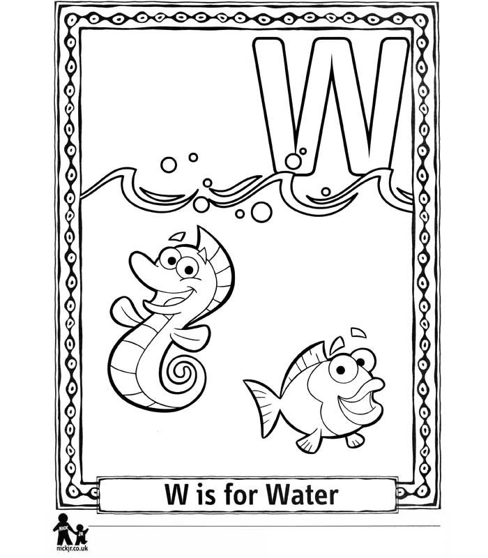 Print W Water = Water kleurplaat